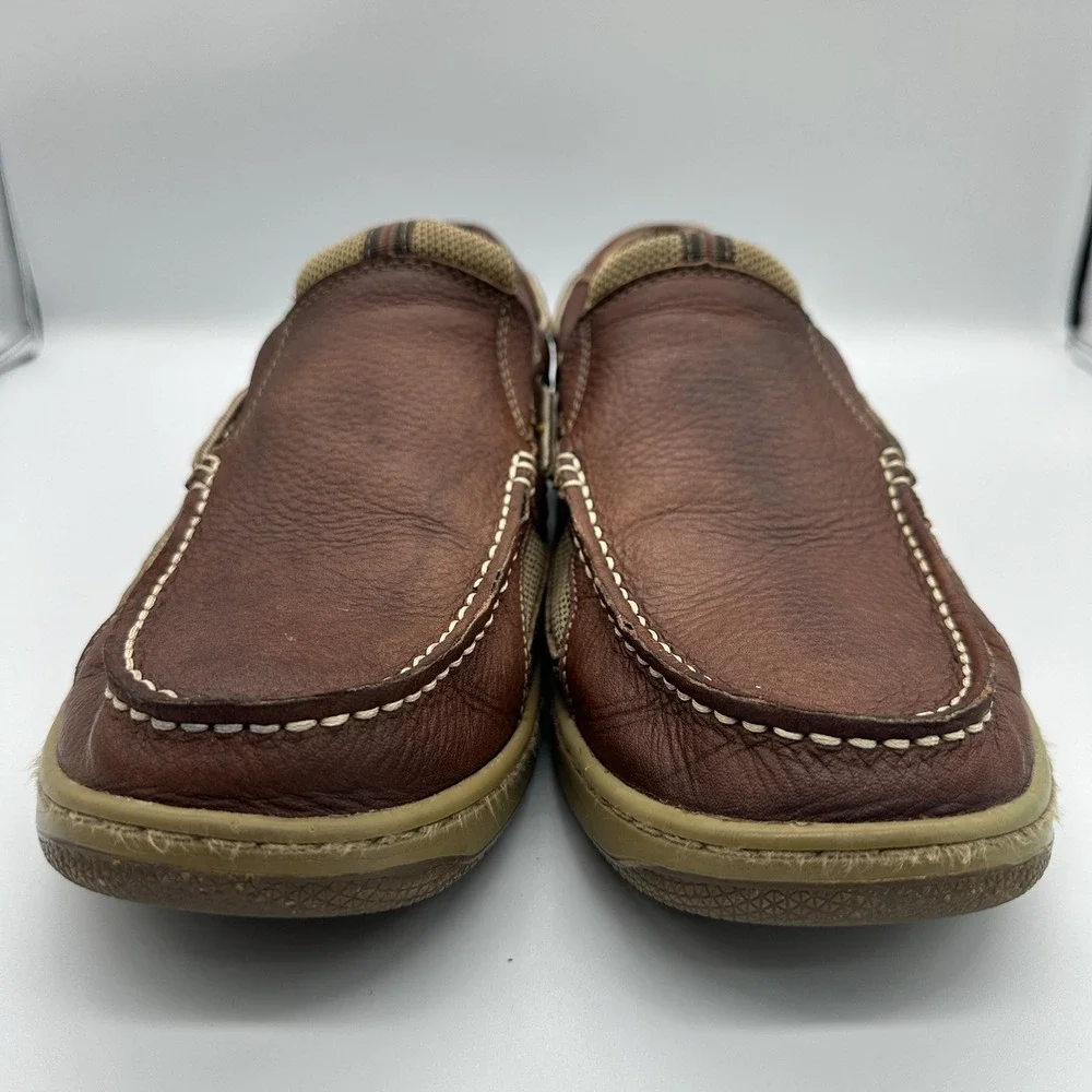Bass Baron III Shoes Mens Size 13 Brown‎ Leather Slip On Casual Boat Loafers